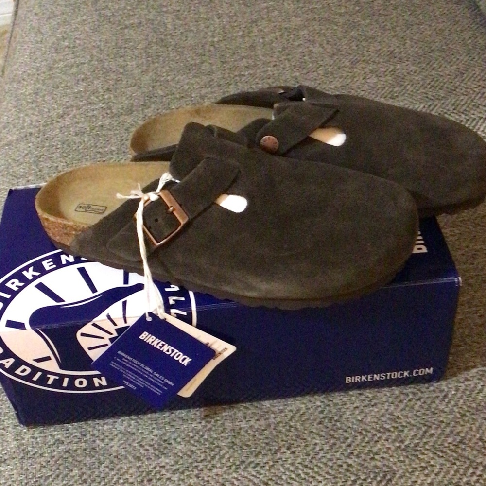 Birkenstock Dark Brown Suede Slip-Ons